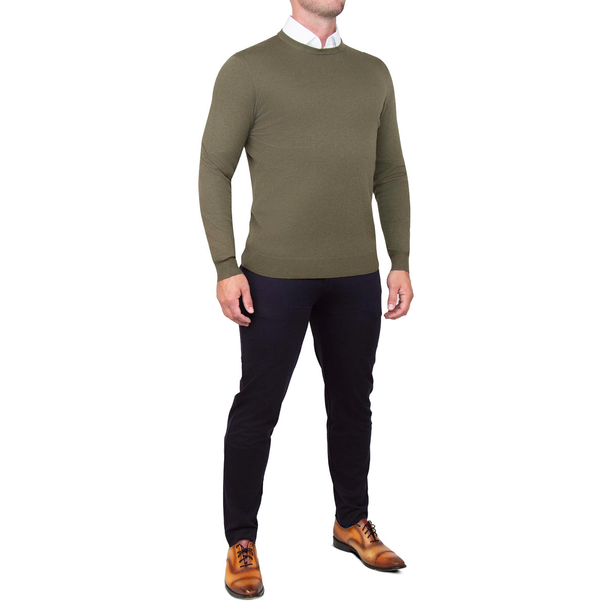 Mid-Weight Wool Crewneck - Olive