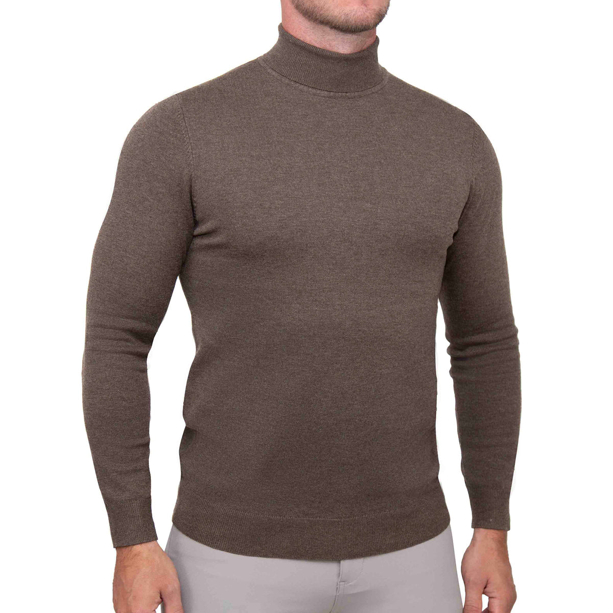 Mid-Weight Wool Turtleneck - Brown