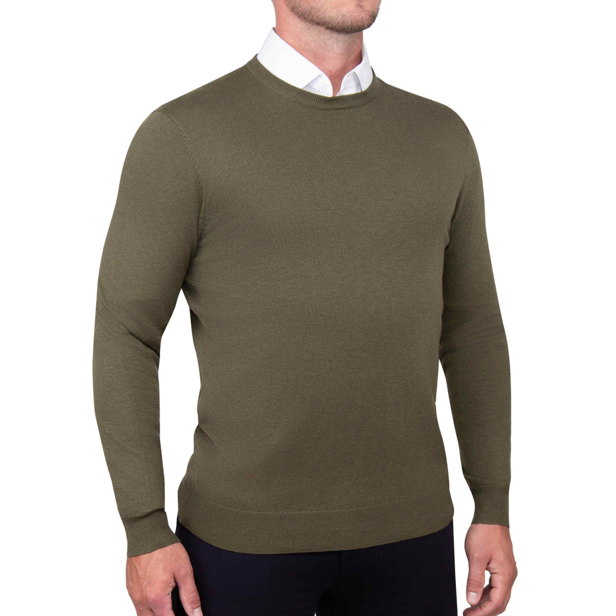 Mid-Weight Wool Crewneck - Olive