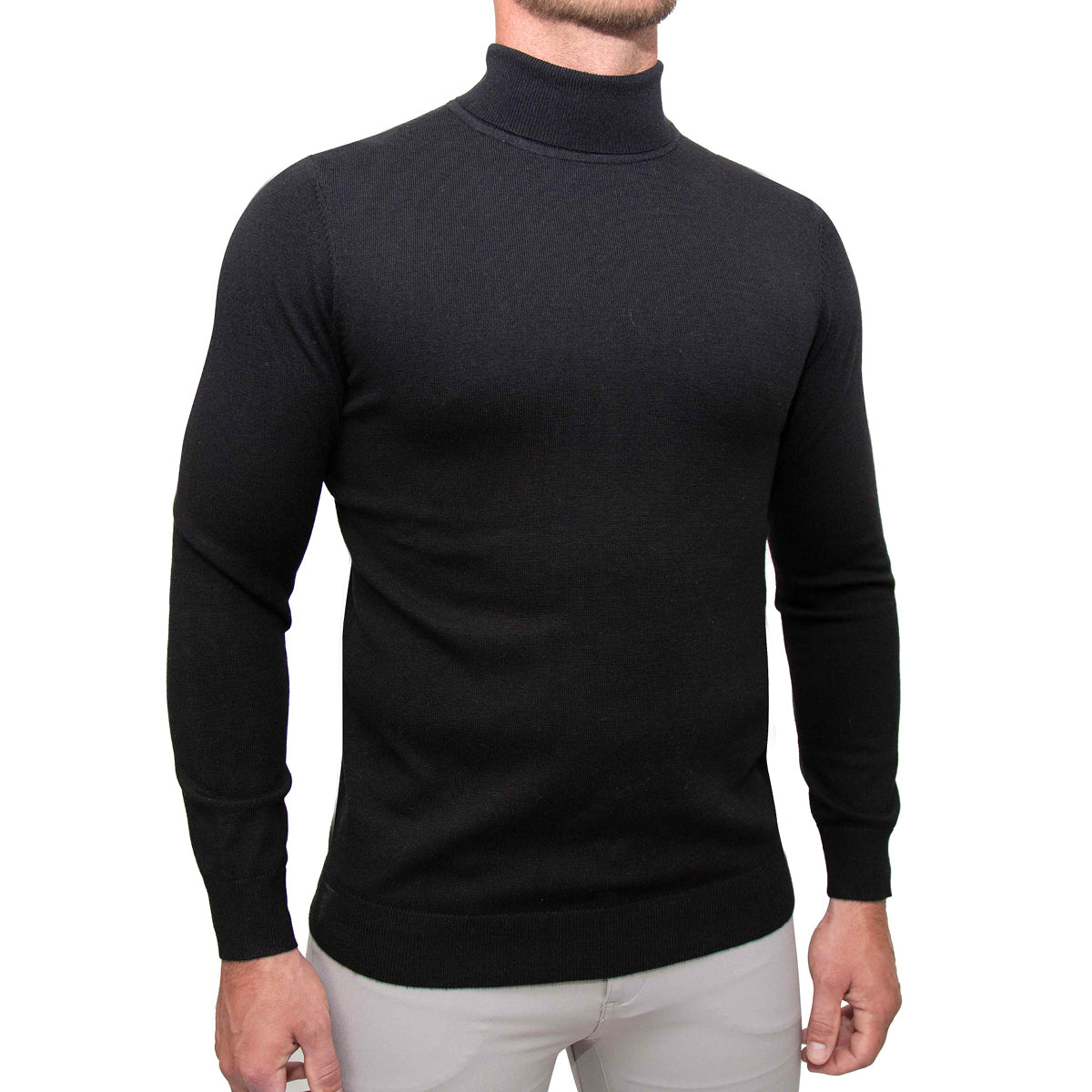 Mid-Weight Wool Turtleneck - Black