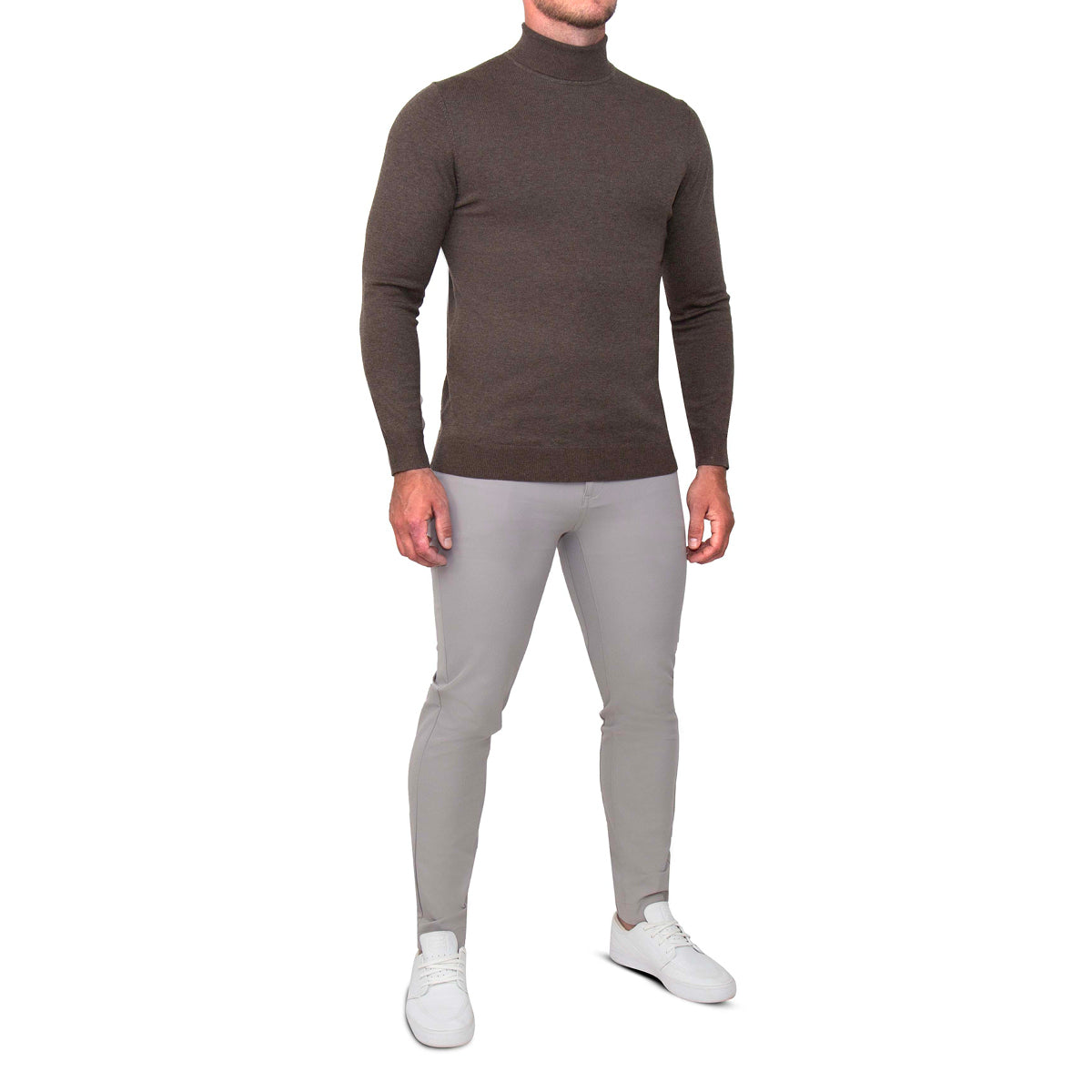 Mid-Weight Wool Turtleneck - Brown