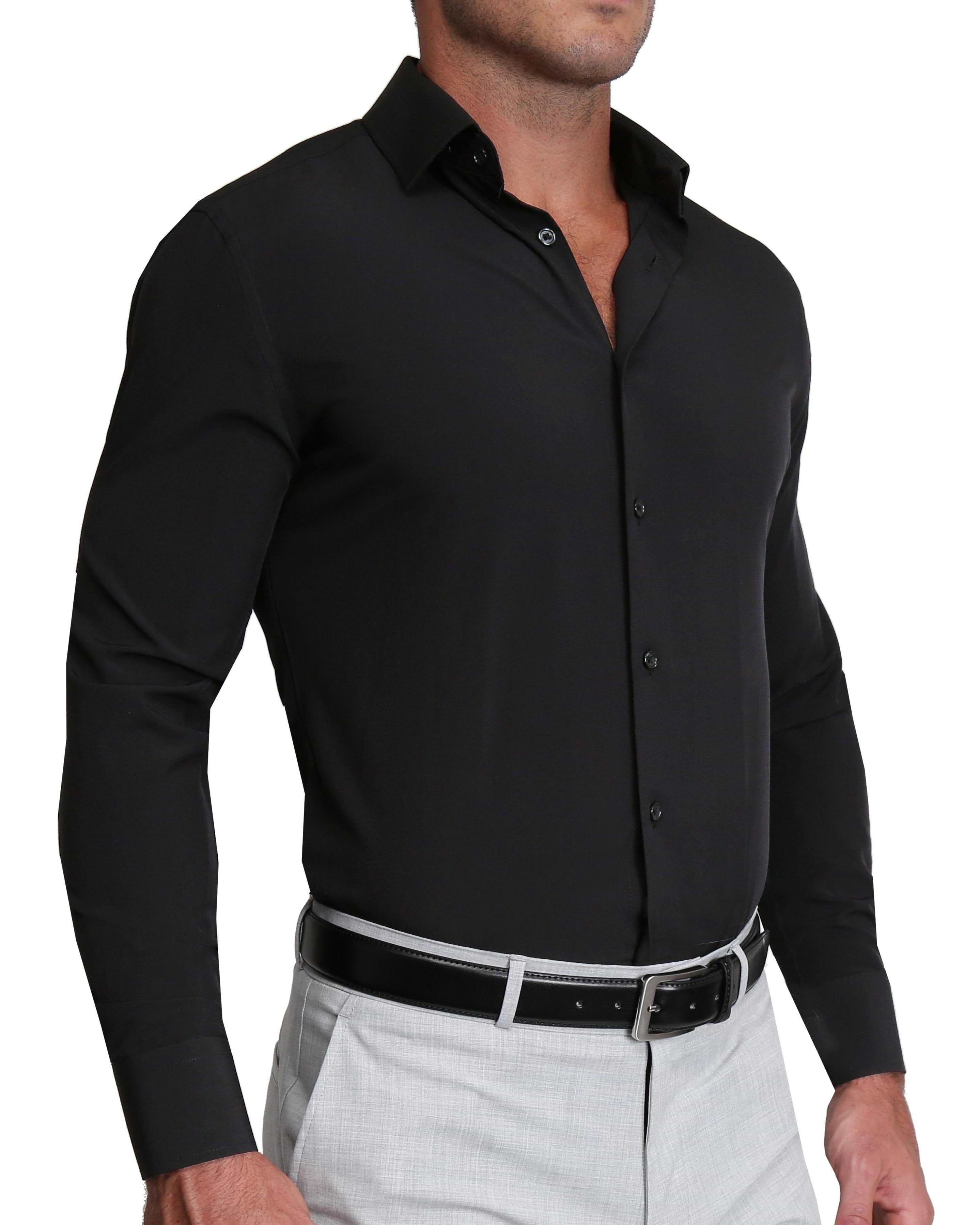 Collar Mens Black Long Sleeve Button Up Shirt The Essential Solid Black Dress Shirt (36/37) Collar Mens Black Long Sleeve Button Up Shirt The Essential Solid Black Dress Shirt (36/37)