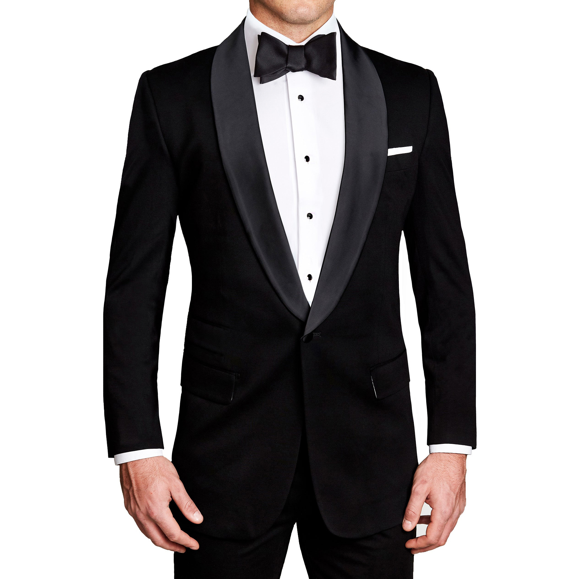 Athletic Fit Stretch Tuxedo - Black with Shawl Lapel