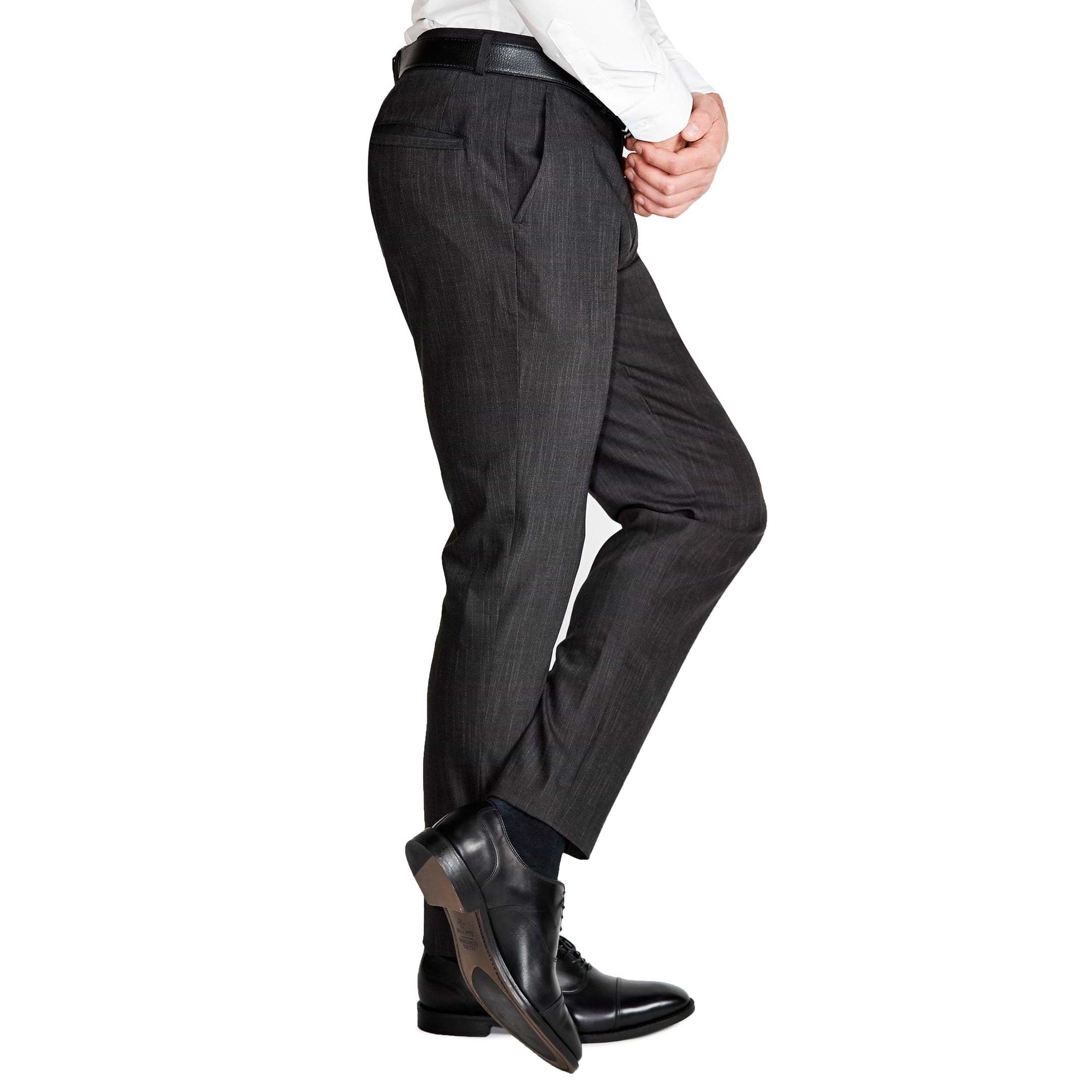 Athletic Fit Stretch Suit Pants - Heathered Charcoal