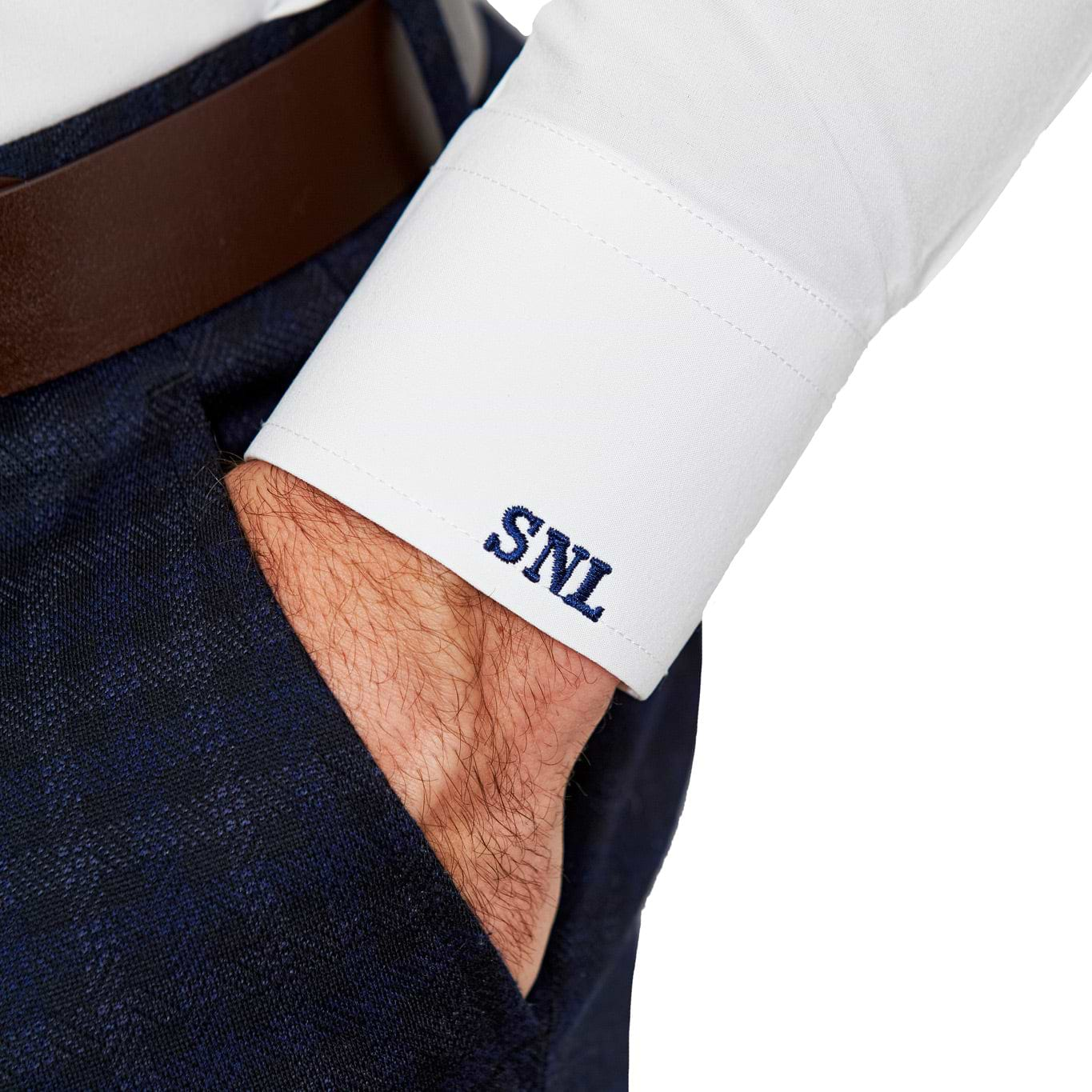 Mens dress shirts with initials on cuff on sale