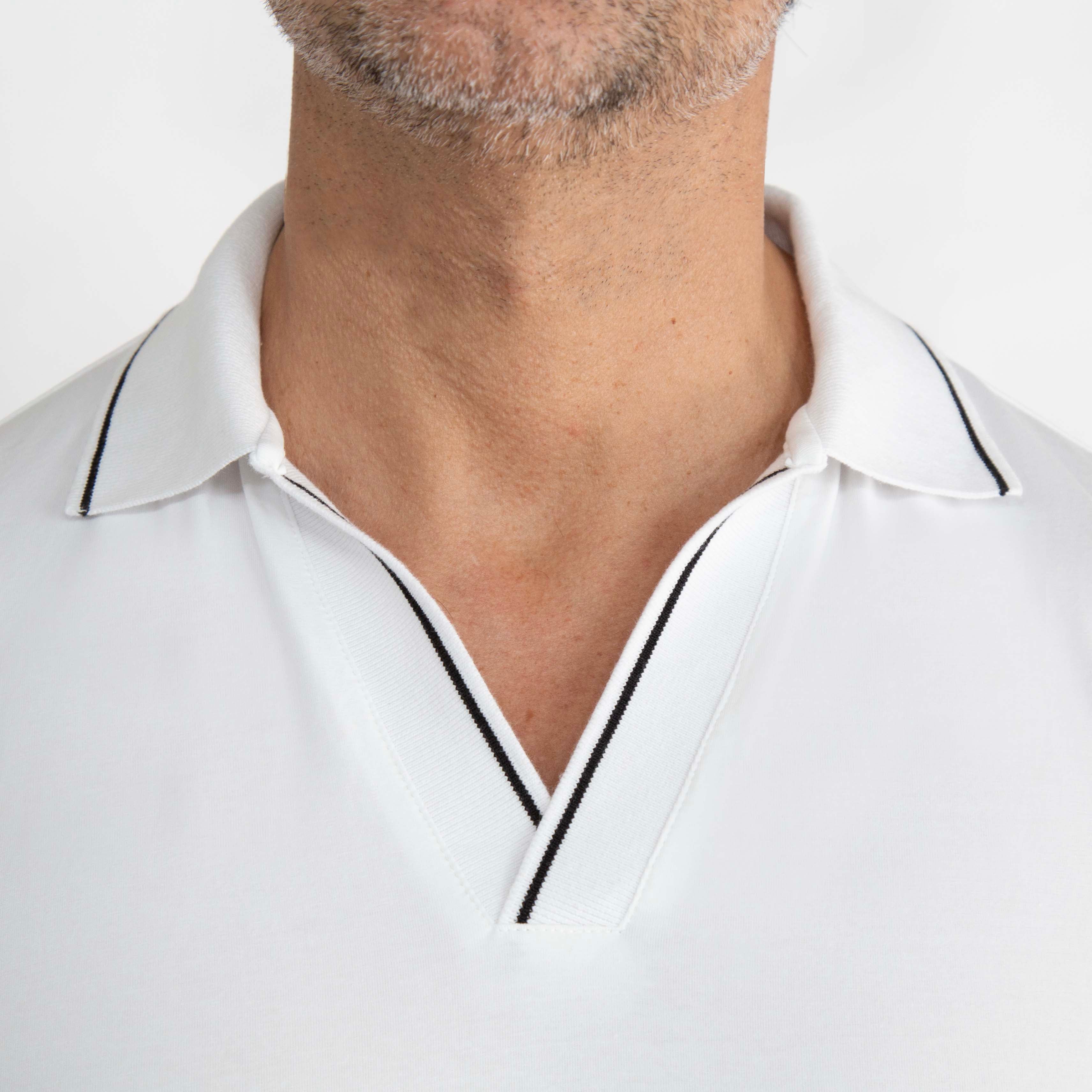 "The Parkway" White with Black Tipped Polo