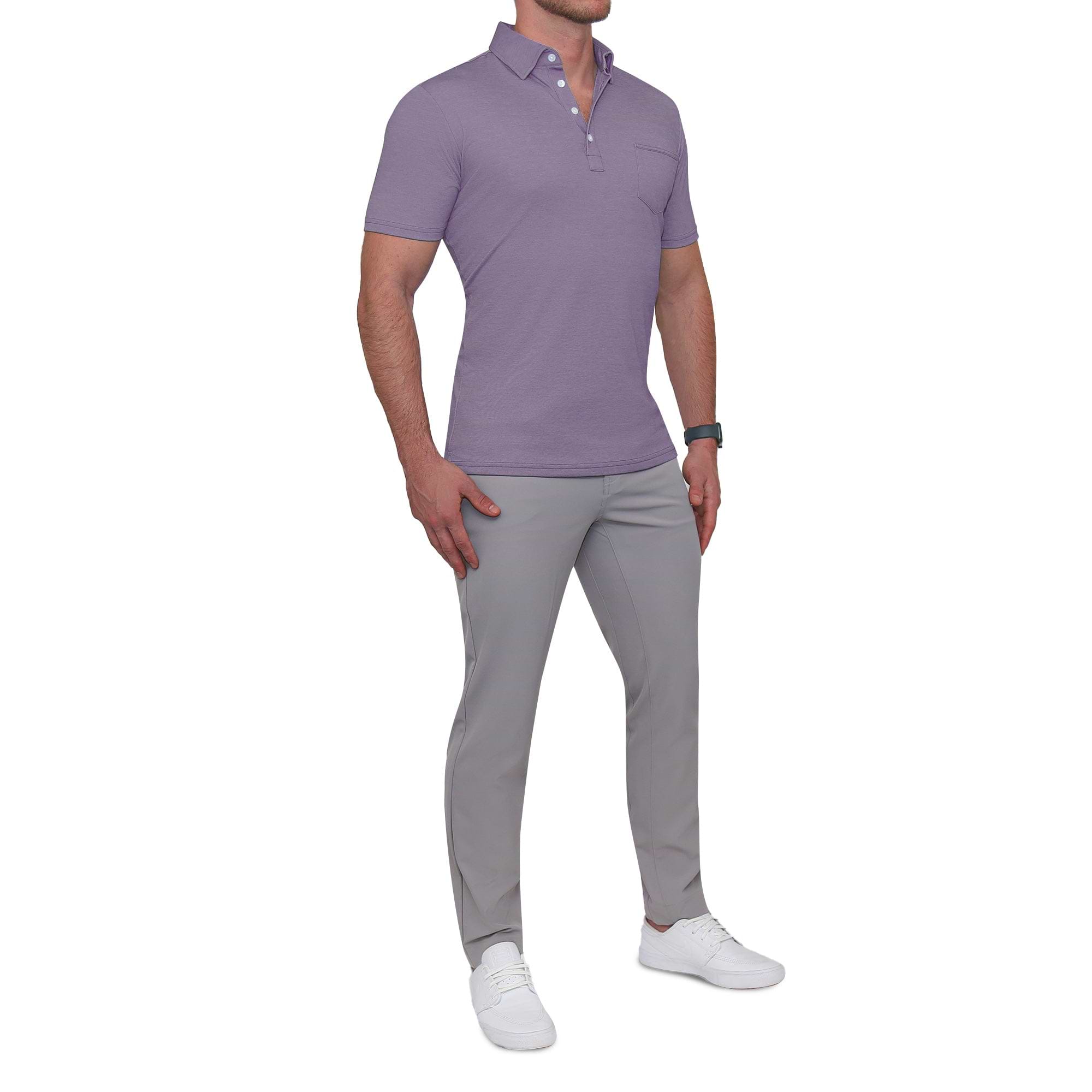 Grey and purple polo shirt outlet
