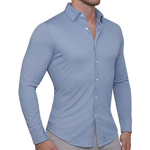 Dre Pique Button Up Shirt Marine Blue