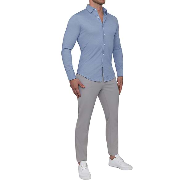 Tailored Athlete Athletic Fit Dress Shirt, Striped Light Blue, XL