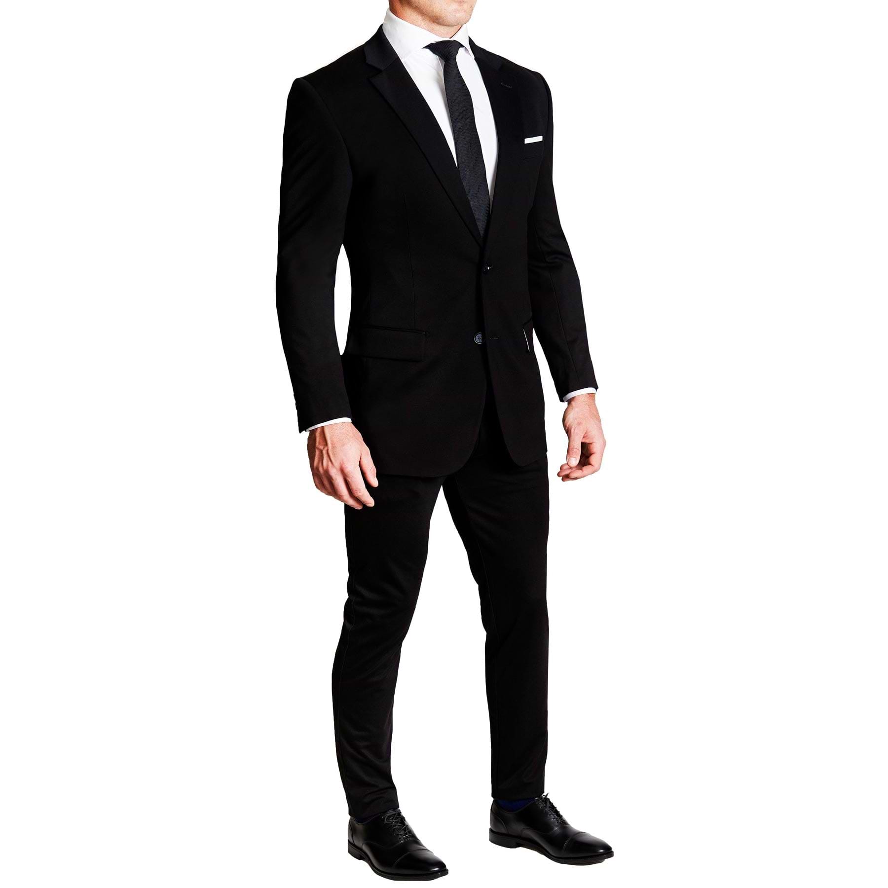 Black Slim Fit Flat Front Dress Pants – Flex Suits