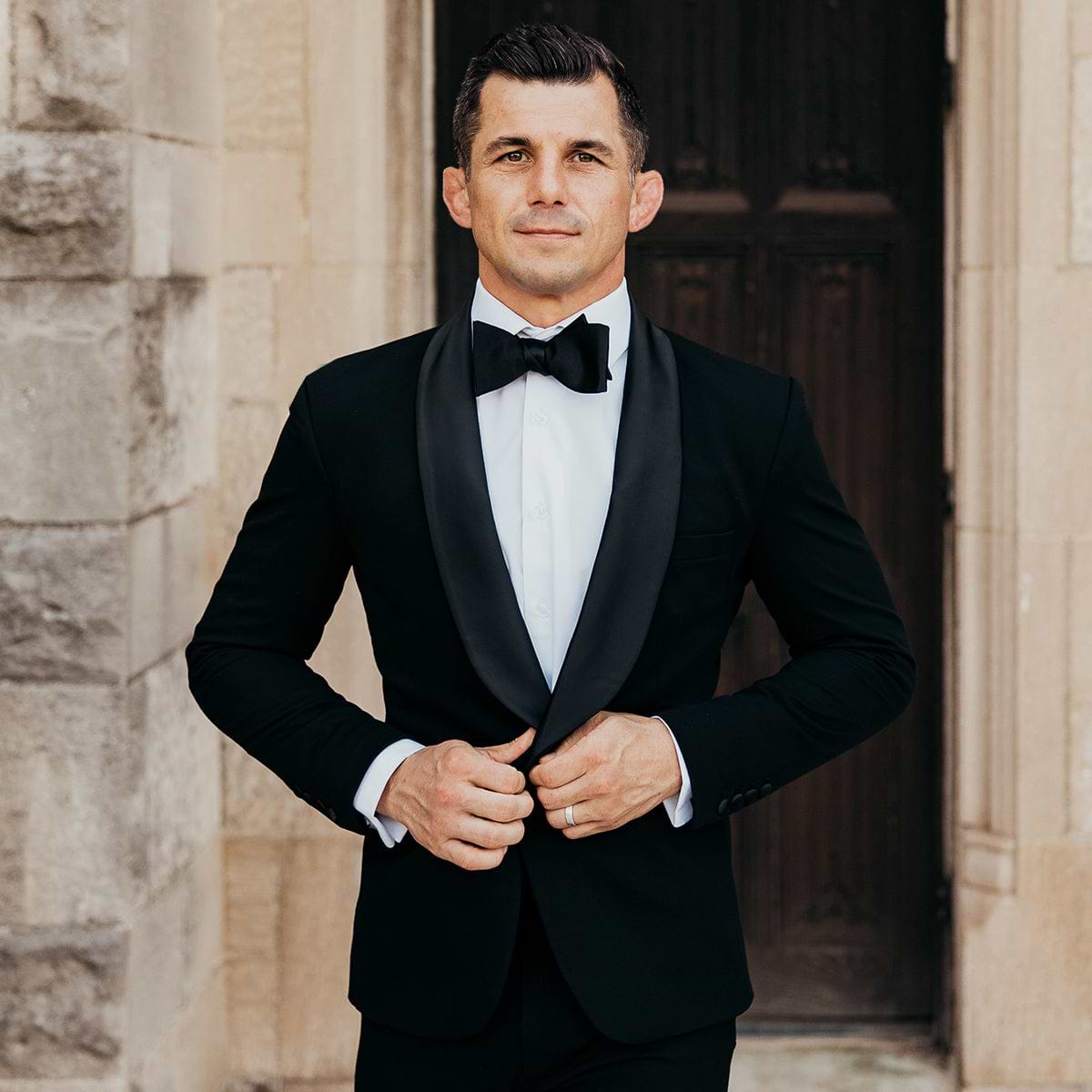 Athletic Fit Stretch Tuxedo - Black with Shawl Lapel