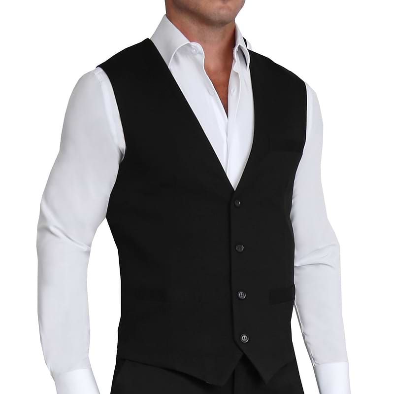 Athletic Fit Stretch Suit Vest - Solid Black - State and Liberty
