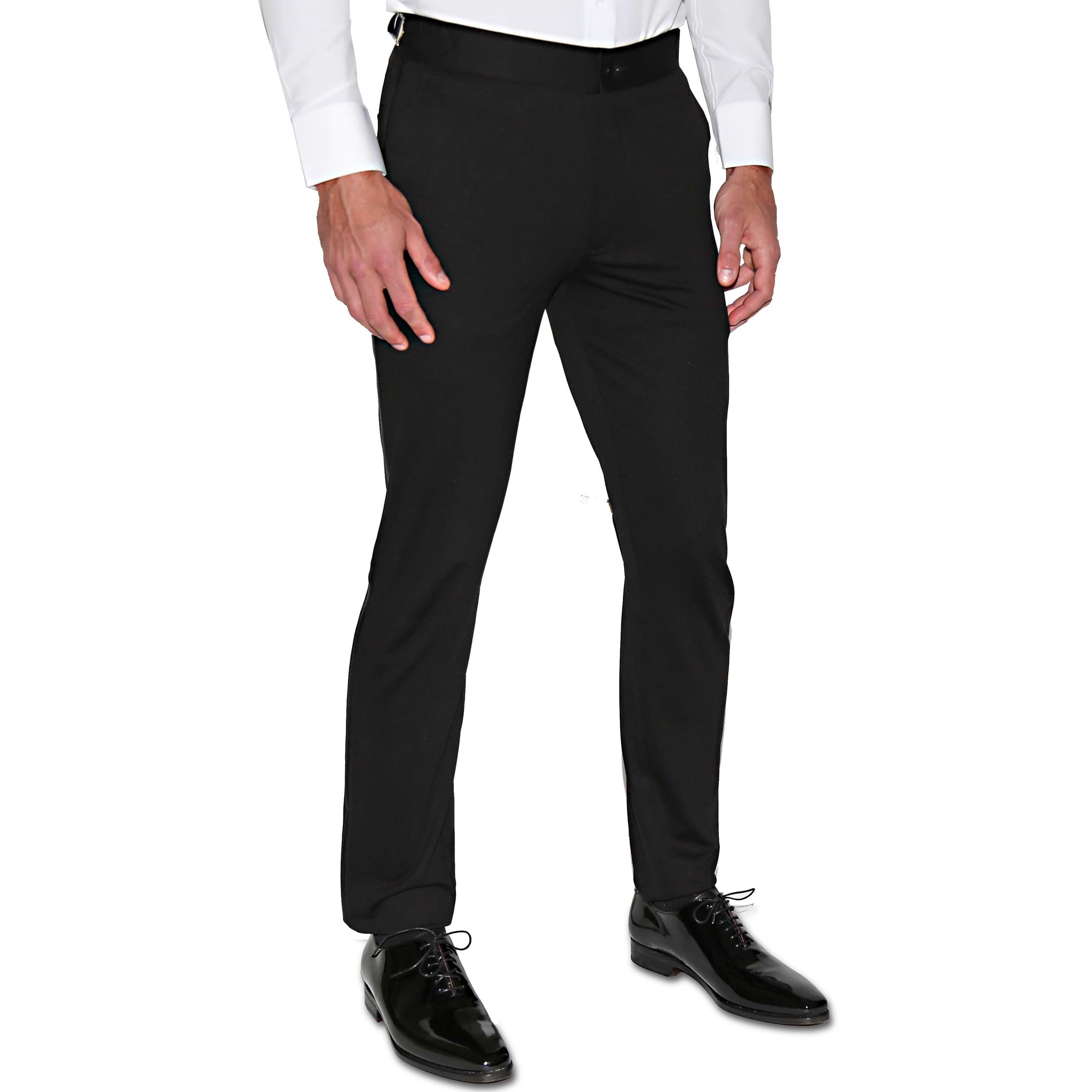 Black slim fit pants for men tailored as formal dress pants