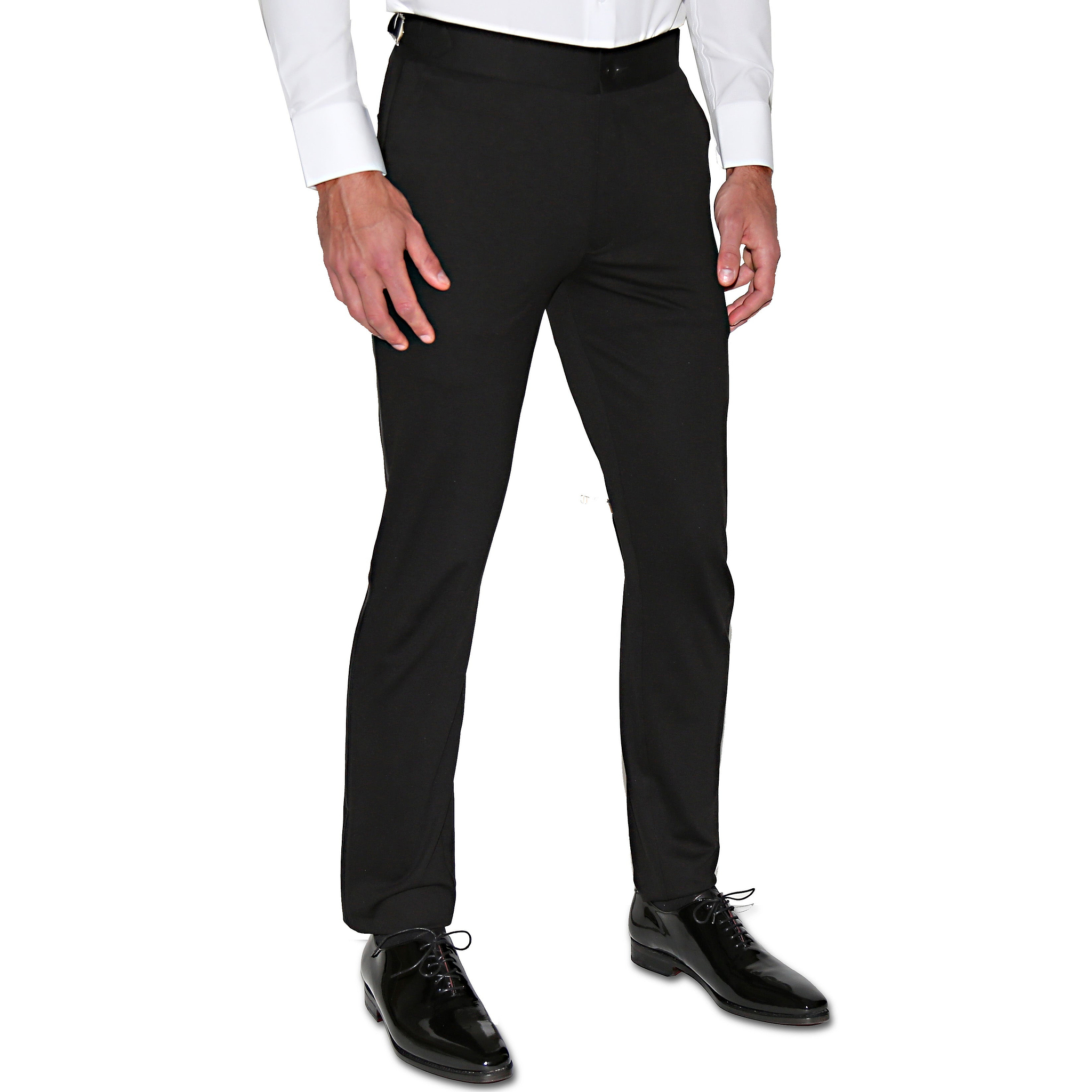 Men's Casual Cotton Slim Fit Formal Wedding Business Dress Pants 36 / White