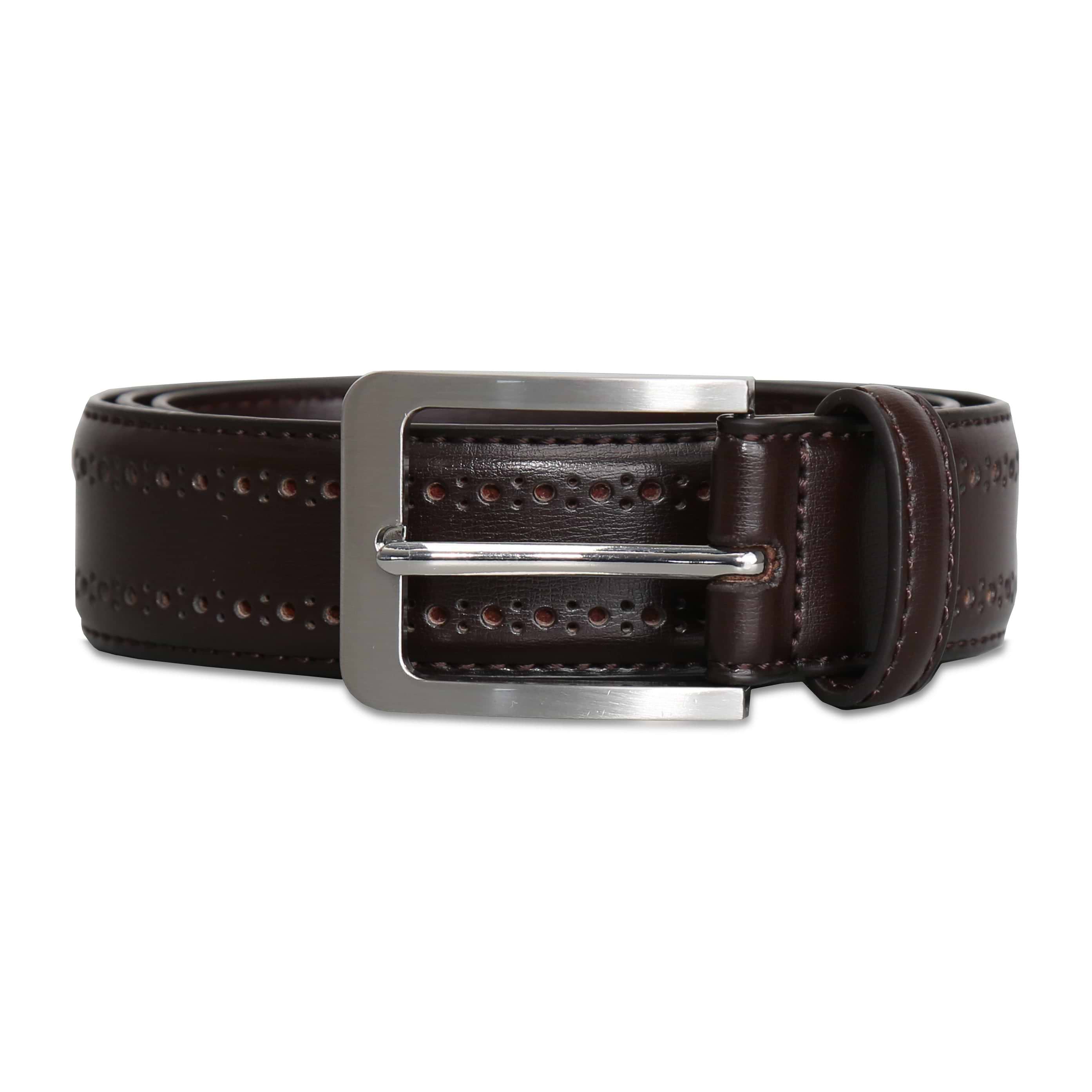 Perforated Leather Belt - Dark Brown