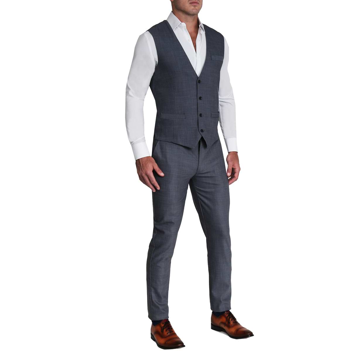 Athletic Fit Stretch Suit Vest - Heathered Grey