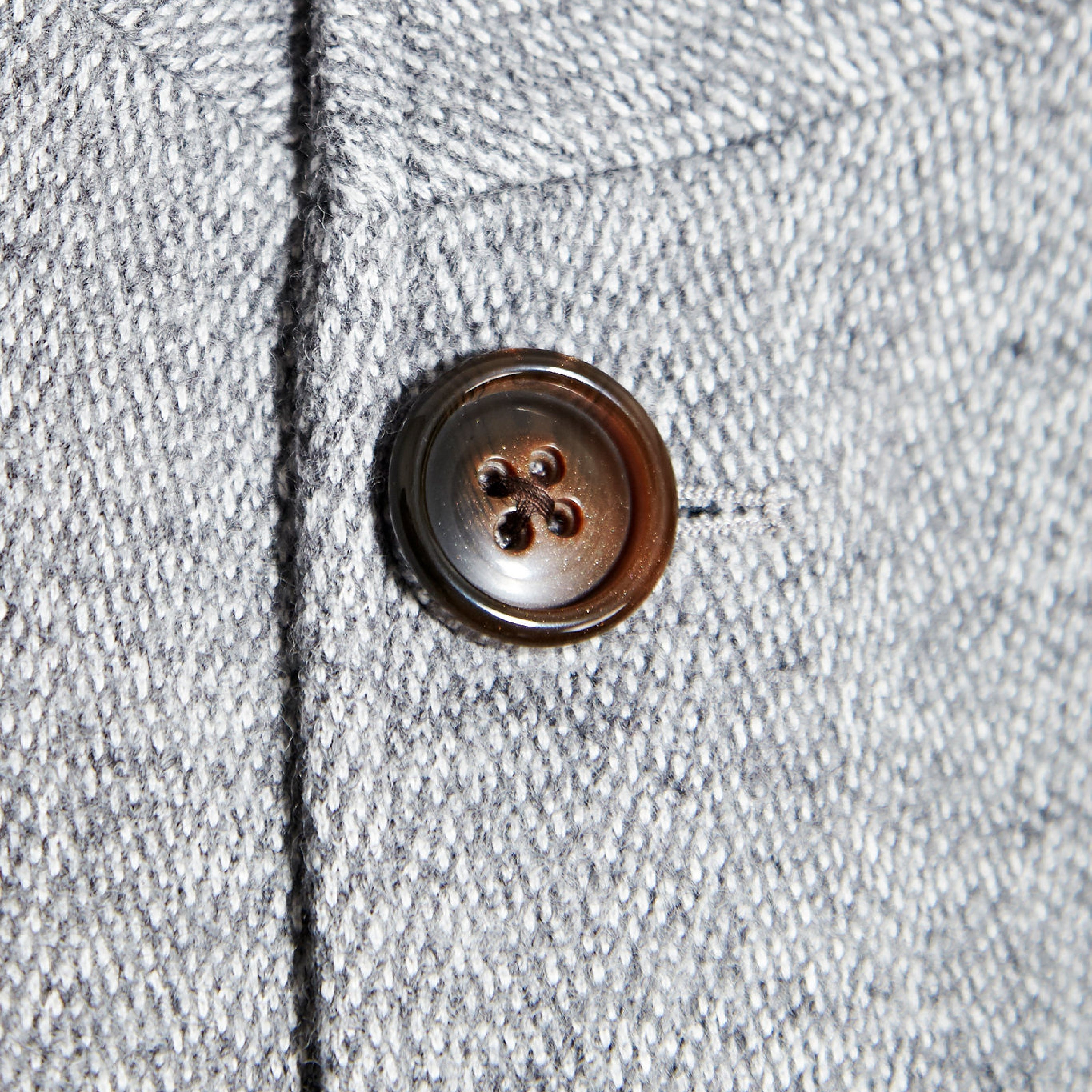 Open Button Overcoat - Grey Herringbone
