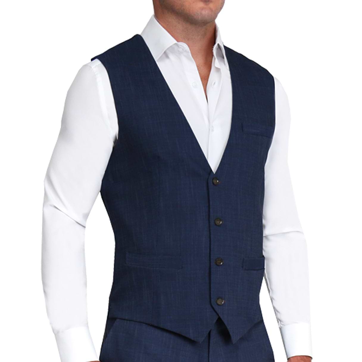 Navy Blue Tuxedo Vest Mens Satin with Bow Tie or Tie - Wedding | Perfect Tux