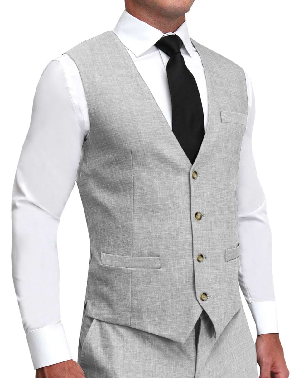 Athletic Fit Stretch Suit Vest Lightweight Heathered Light Grey