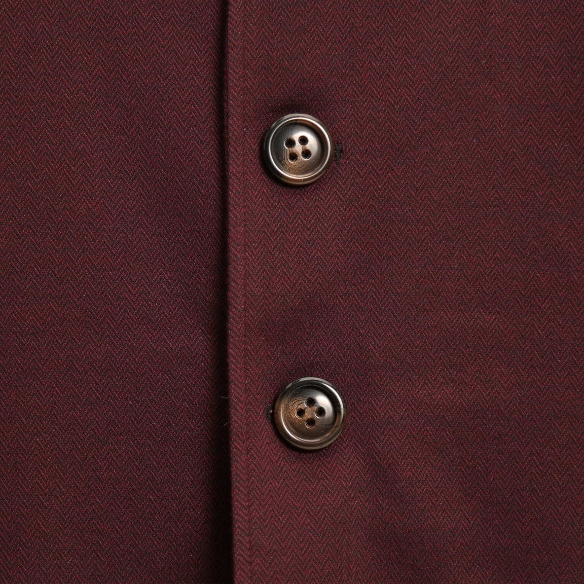 Open Button Overcoat - Maroon Herringbone