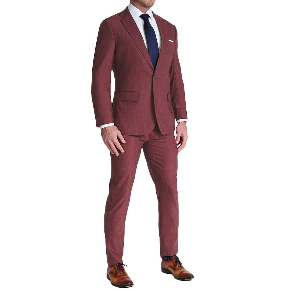 Athletic Fit Stretch Suit - Heathered Maroon