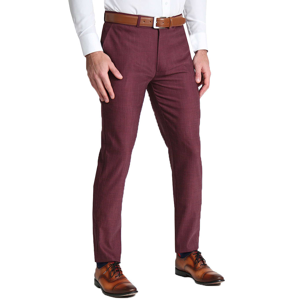 Men's Dress Pants Trousers Suit Pants Velvet Pants Pocket Plain Comfort  Breathable Outdoor Daily Going out 100% Cotton Fashion Casual Red Blue 2024  - $23.99