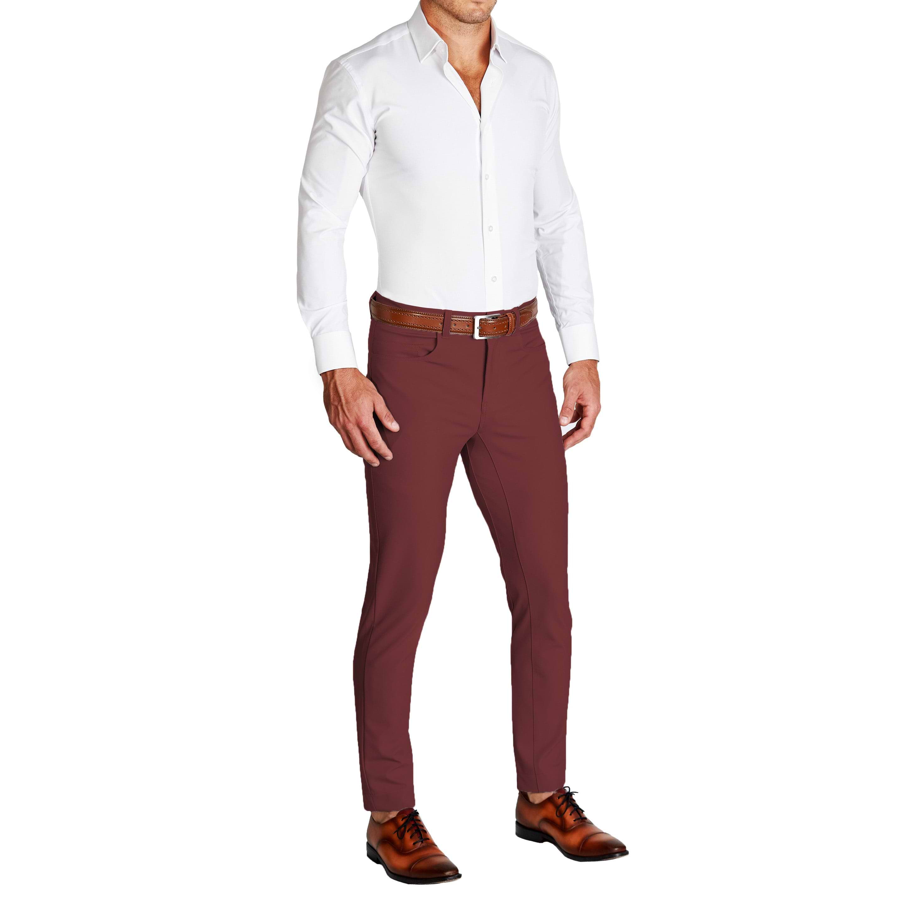 Light Blue Long Sleeve Shirt with Burgundy Pants Outfits For Men (15 ideas  & outfits) | Lookastic