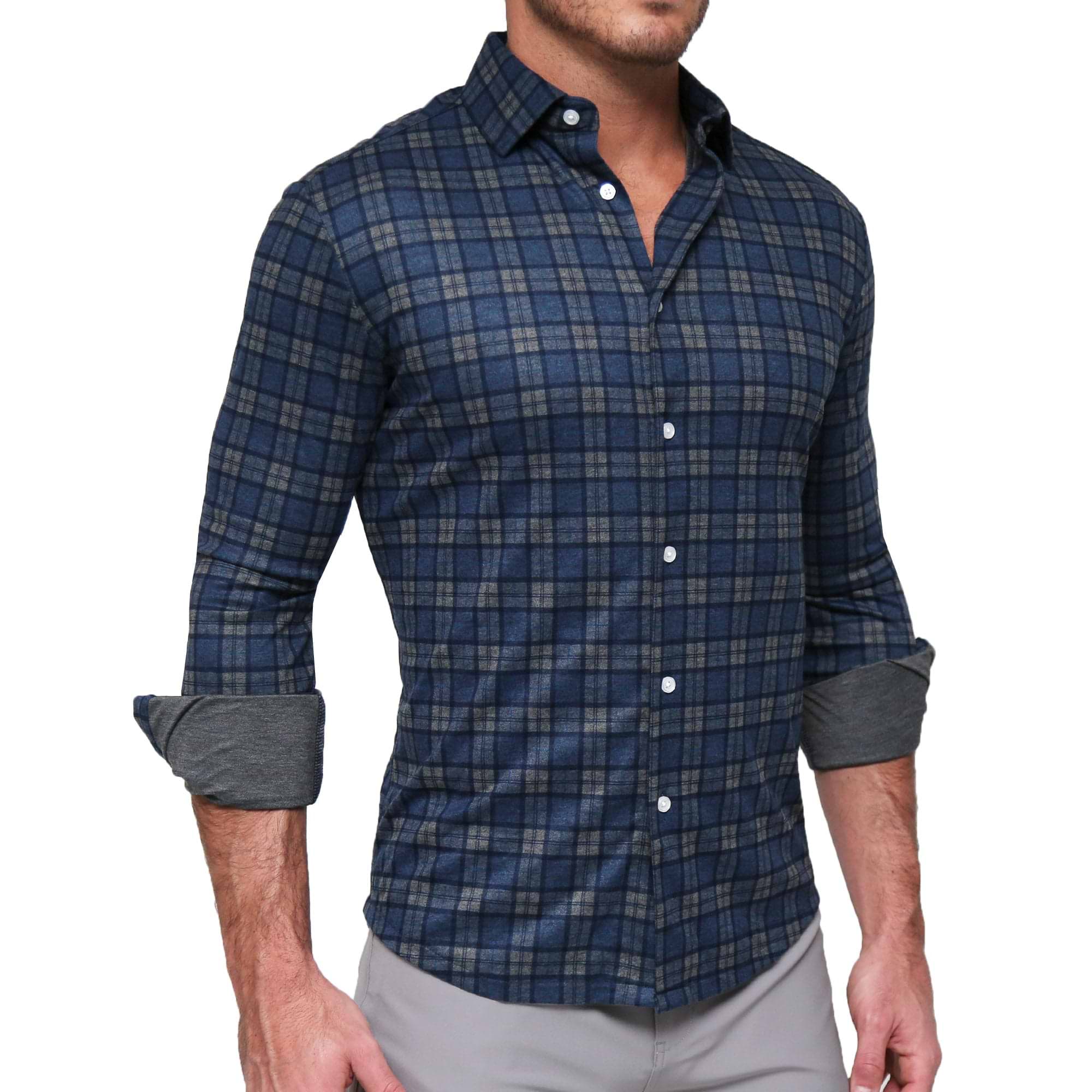 "The Gregory" Blue, Tan, & Teal Plaid Button Down