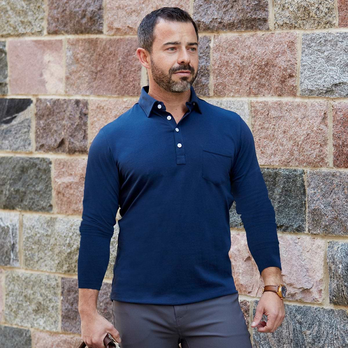 Long sleeve cheap polo navy