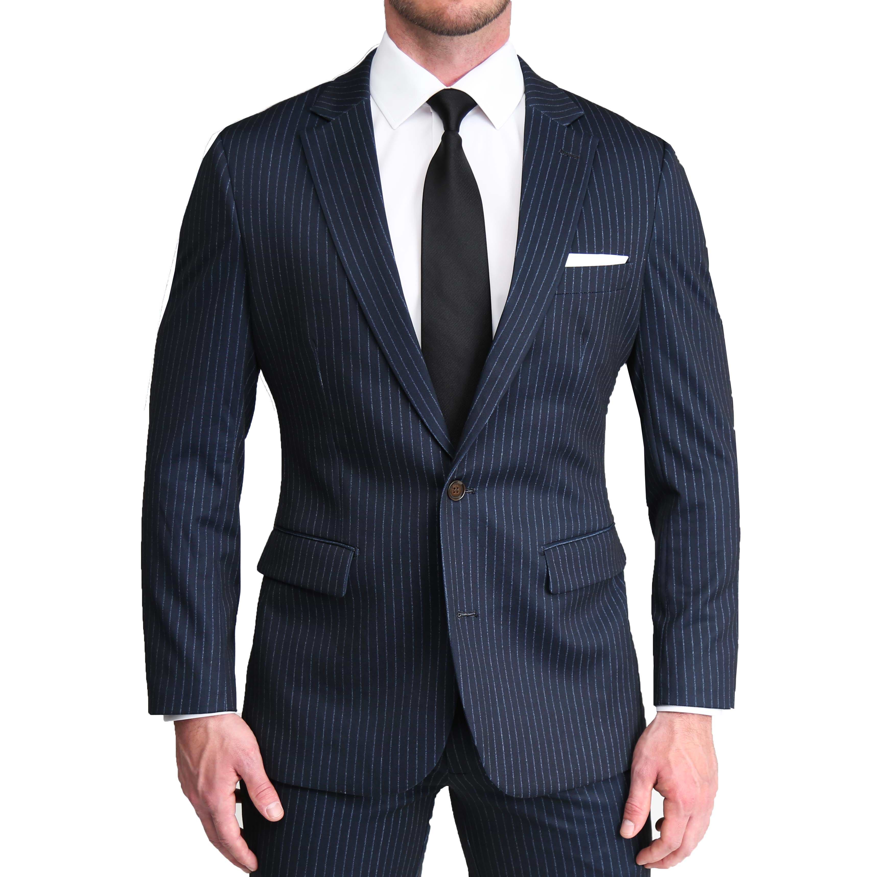 Athletic Fit Stretch Suit - Knit Blue Chalk Stripe