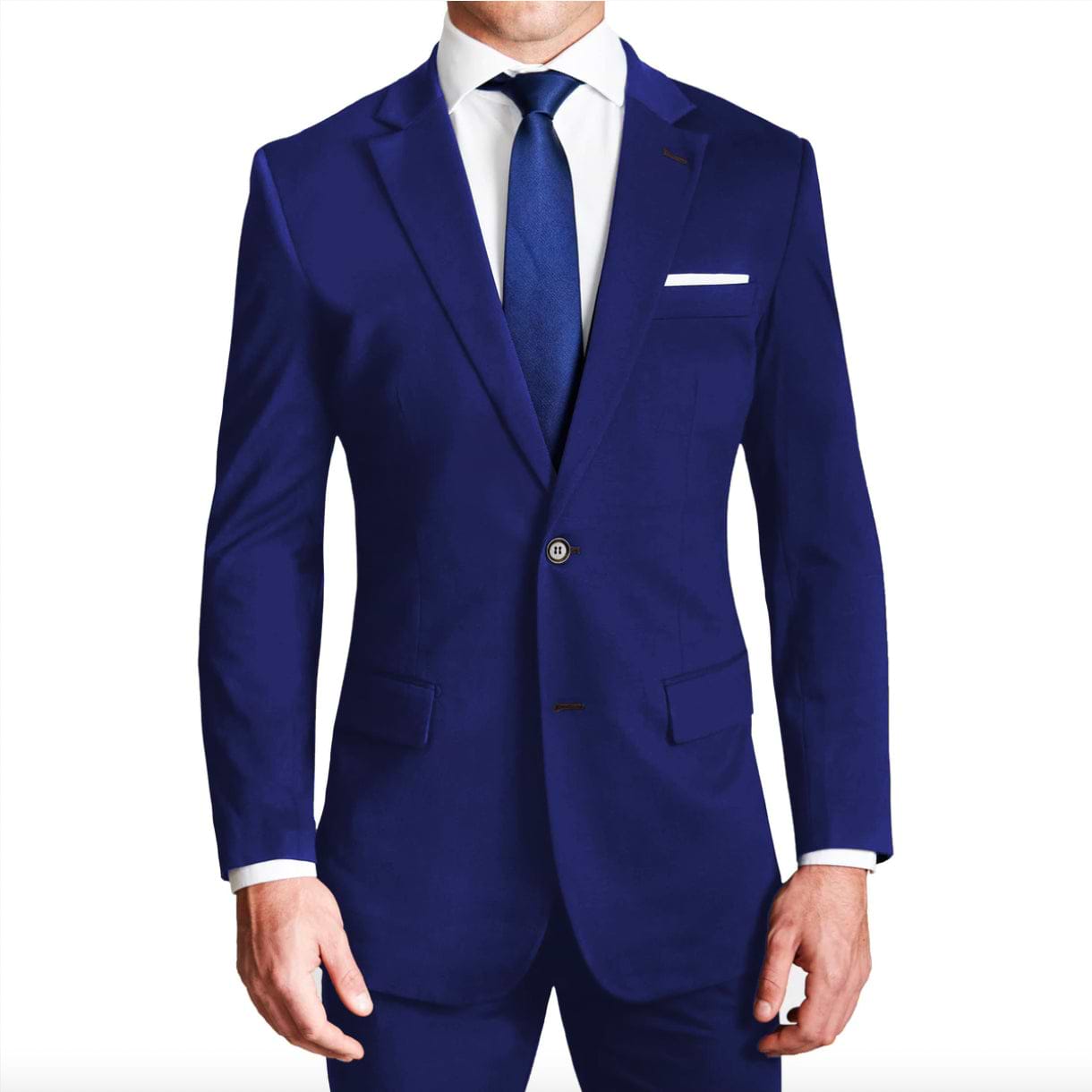 Men's Royal Blue Twill Weave 3 Piece Slim Fit Suit
