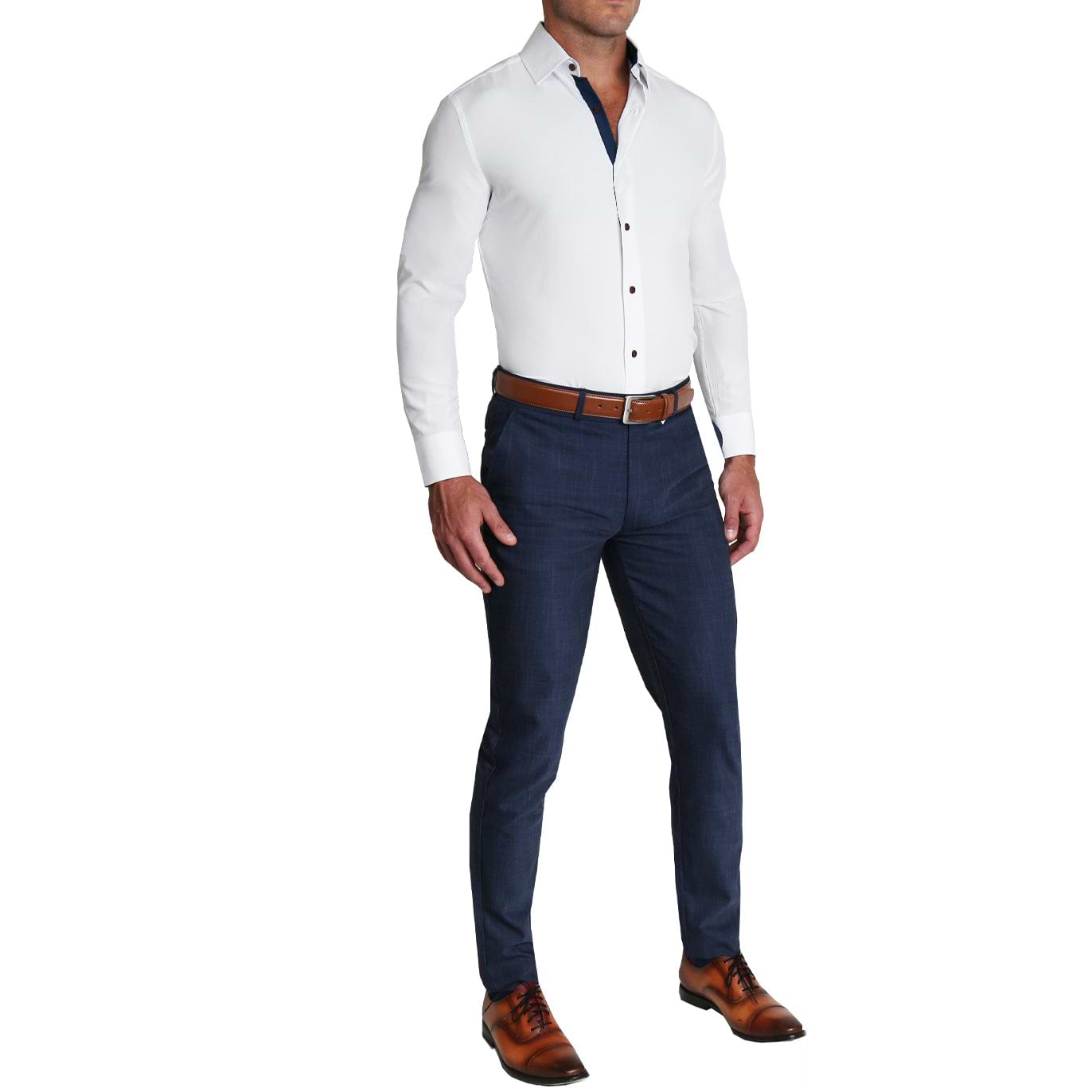 Navy blue pant white shirt best sale