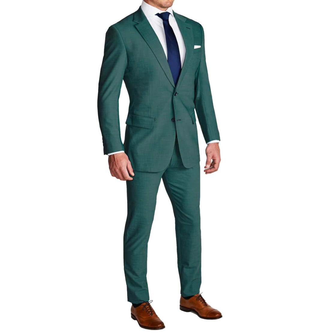 Athletic Fit Stretch Suit - Heathered Sea Green