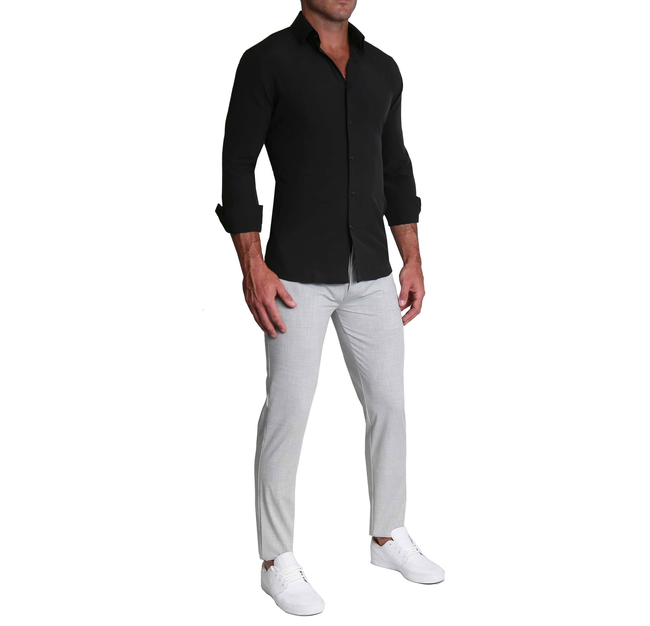 Dress shirt with sweatpants on sale