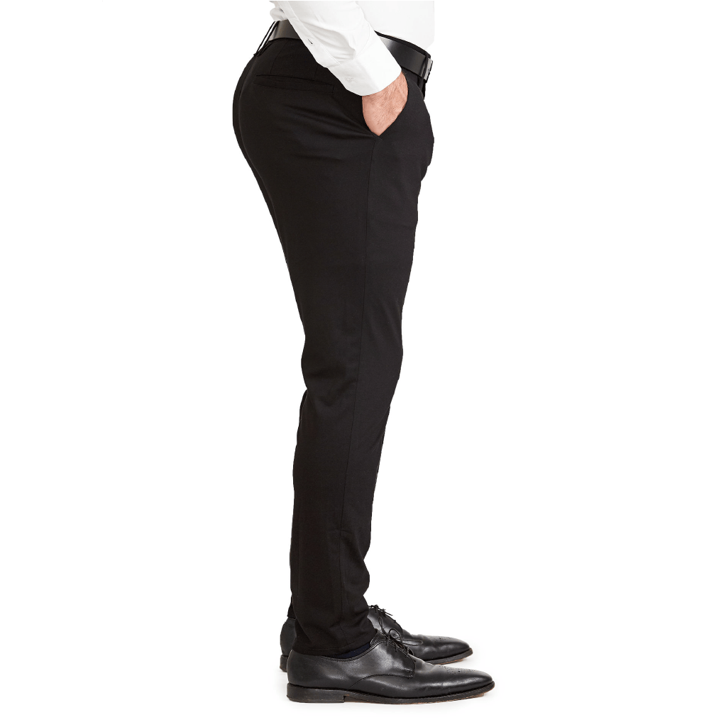 Men's Black Slim Fit Dinner Suit Pants With Side Adjusters