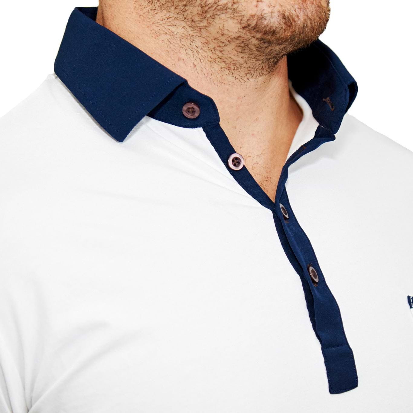 White polo shirt with hotsell blue collar