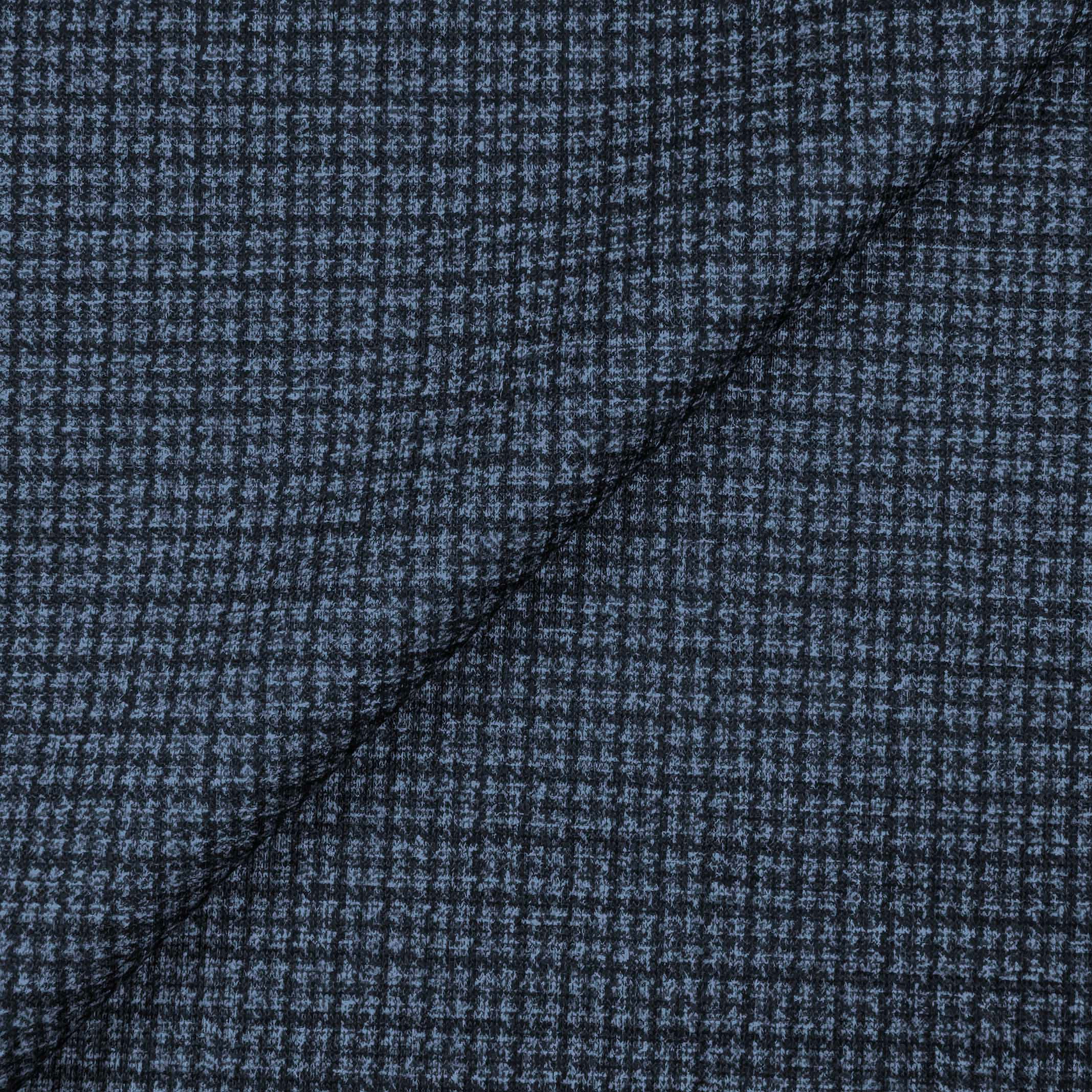 Athletic Fit Stretch Suit - Blue Mini Windowpane with Light Grey Microcheck
