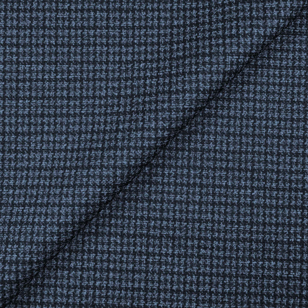 Athletic Fit Stretch Suit Pants - Blue Mini Windowpane with Light Grey Microcheck