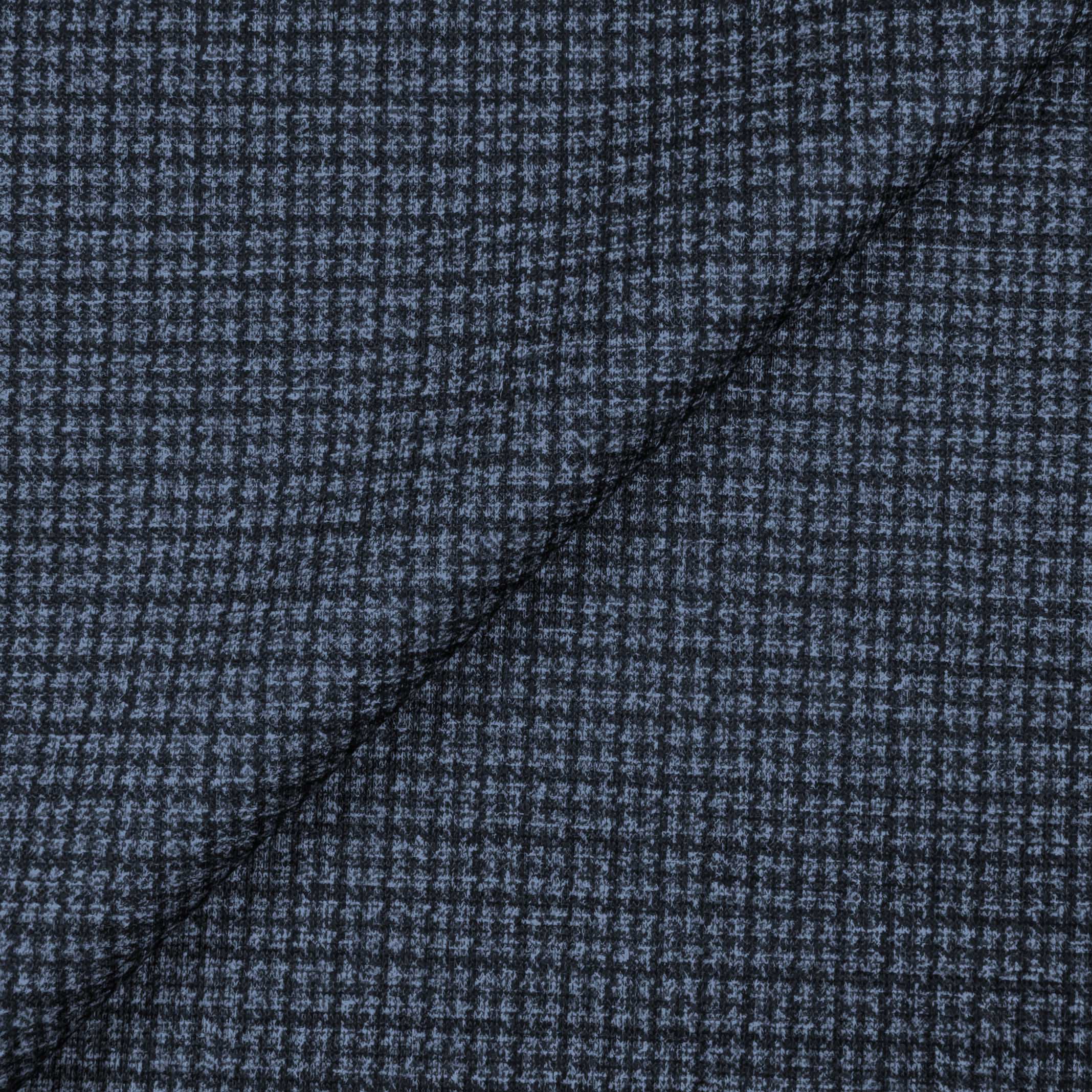 Athletic Fit Stretch Suit Pants - Blue Mini Windowpane with Light Grey Microcheck