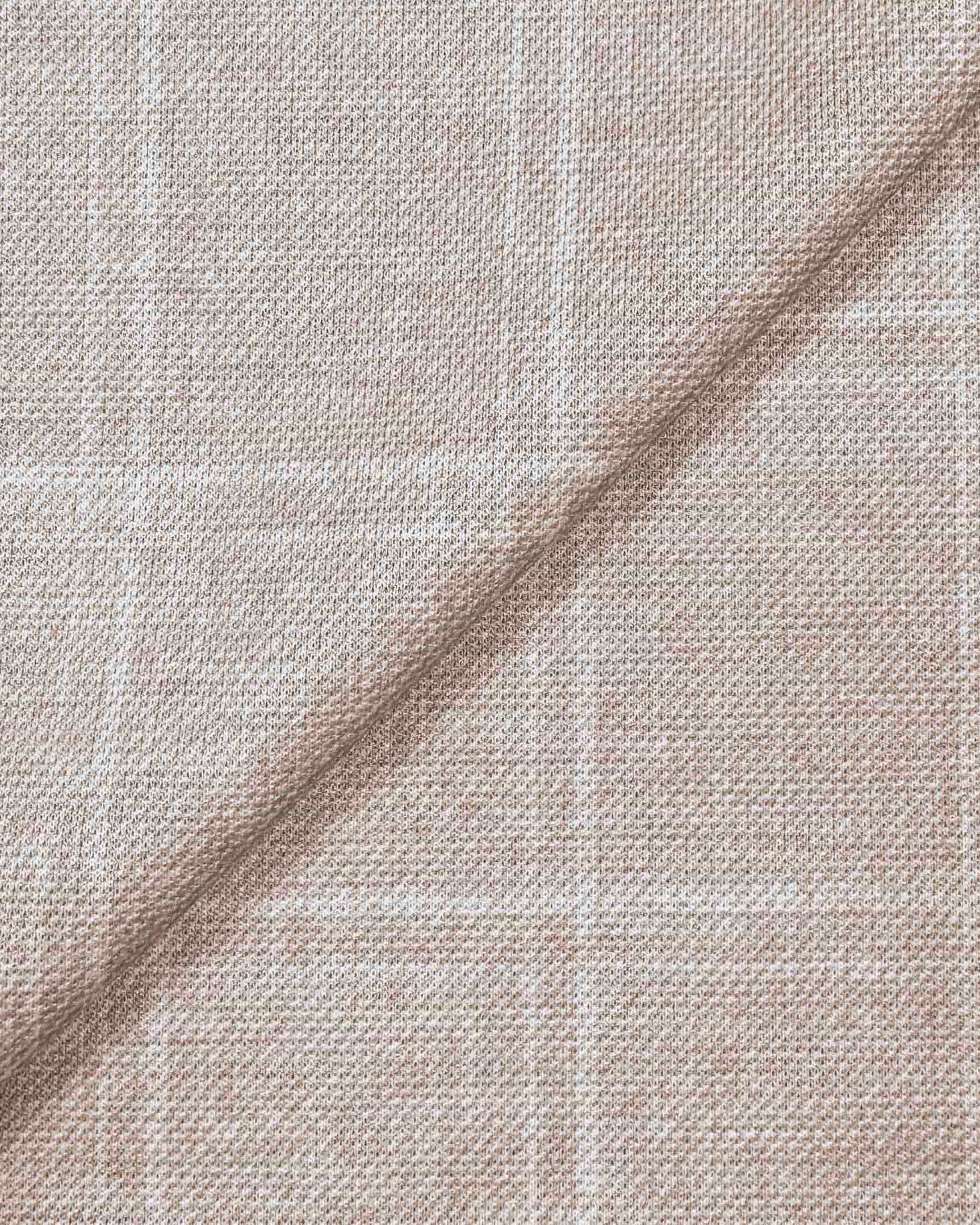 Athletic Fit Stretch Suit Pants - Tan & White Windowpane