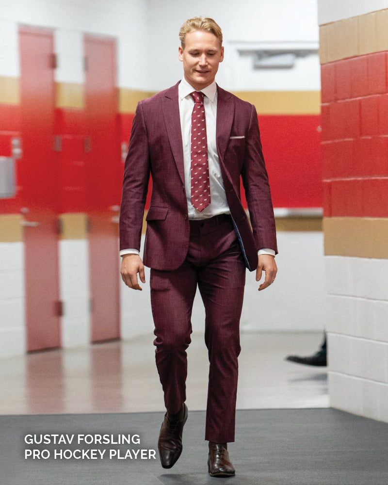 Athletic Fit Stretch Suit - Heathered Maroon