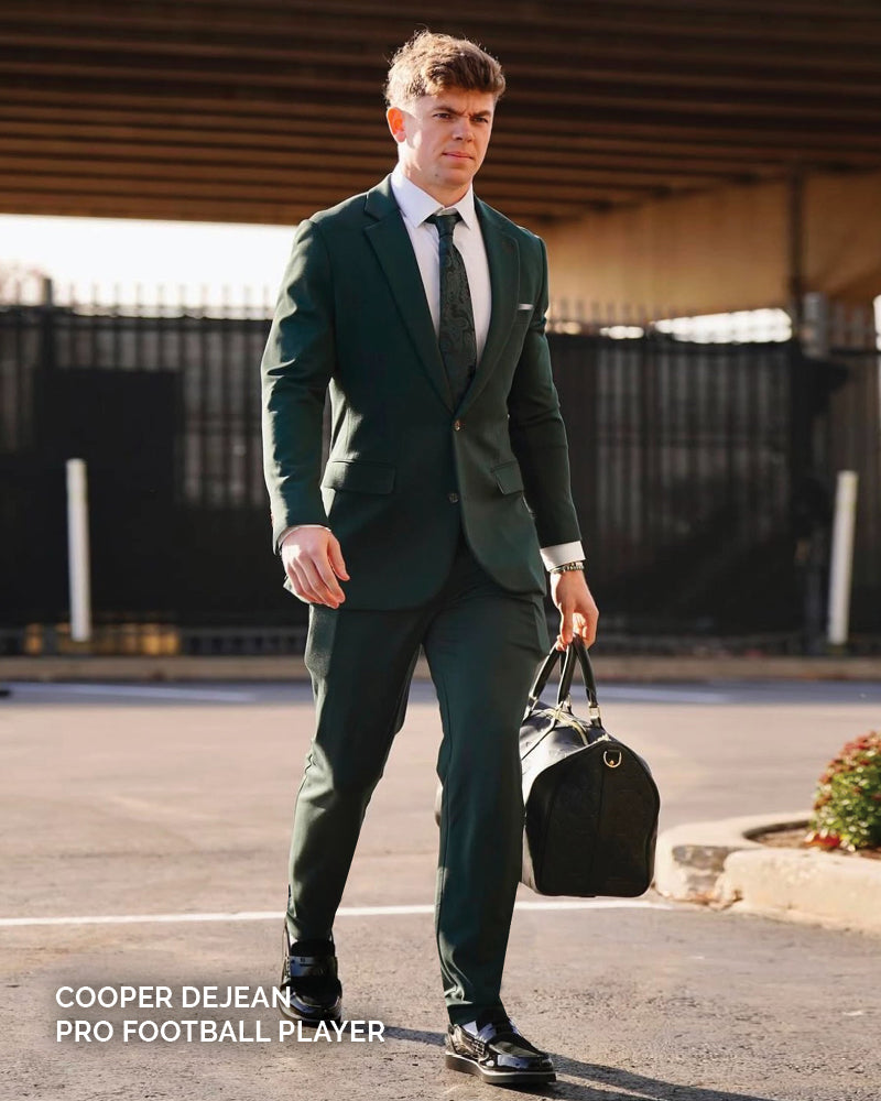 Athletic Fit Stretch Suit - Solid Hunter Green