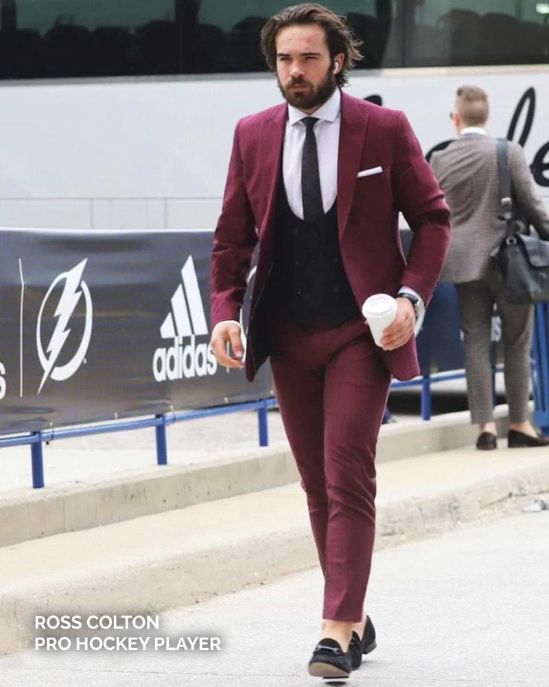 Athletic Fit Stretch Suit - Heathered Maroon Athletic Fit Stretch Suit - Heathered Maroon