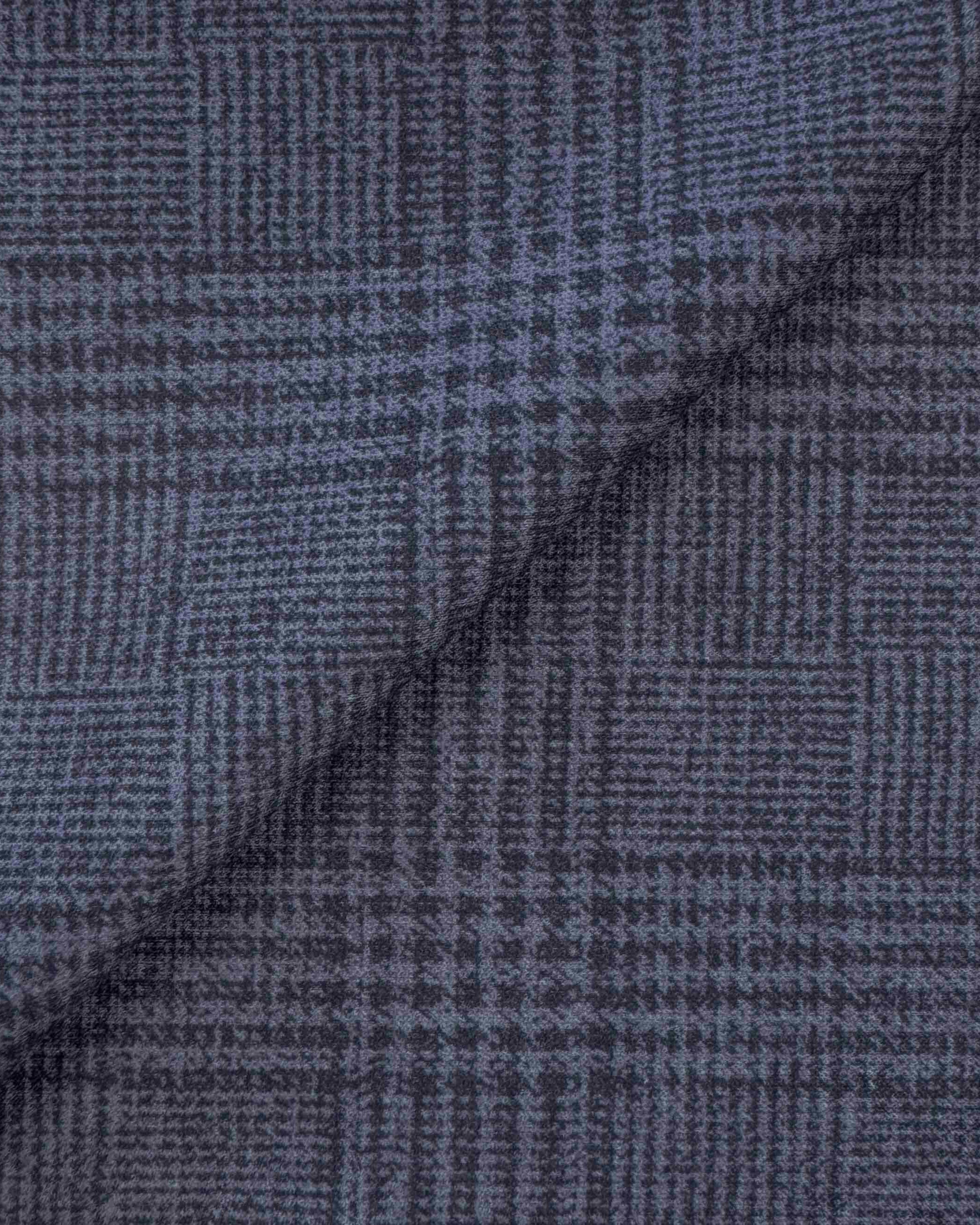 Athletic Fit Stretch Suit Pants - Storm Blue & Navy Plaid