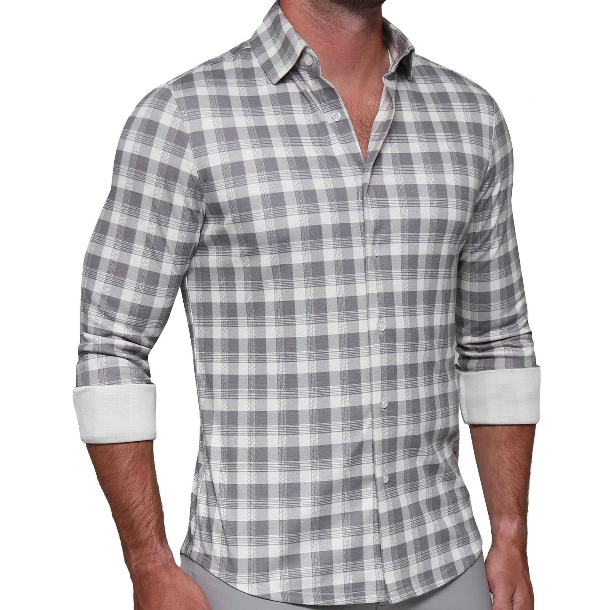 "The Holden" Grey Plaid Casual Button Down