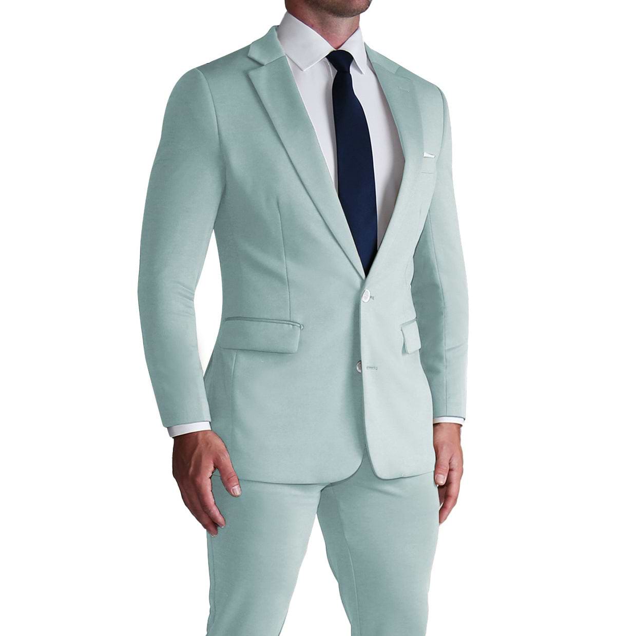 Athletic Fit Stretch Suit - Solid Cool Blue