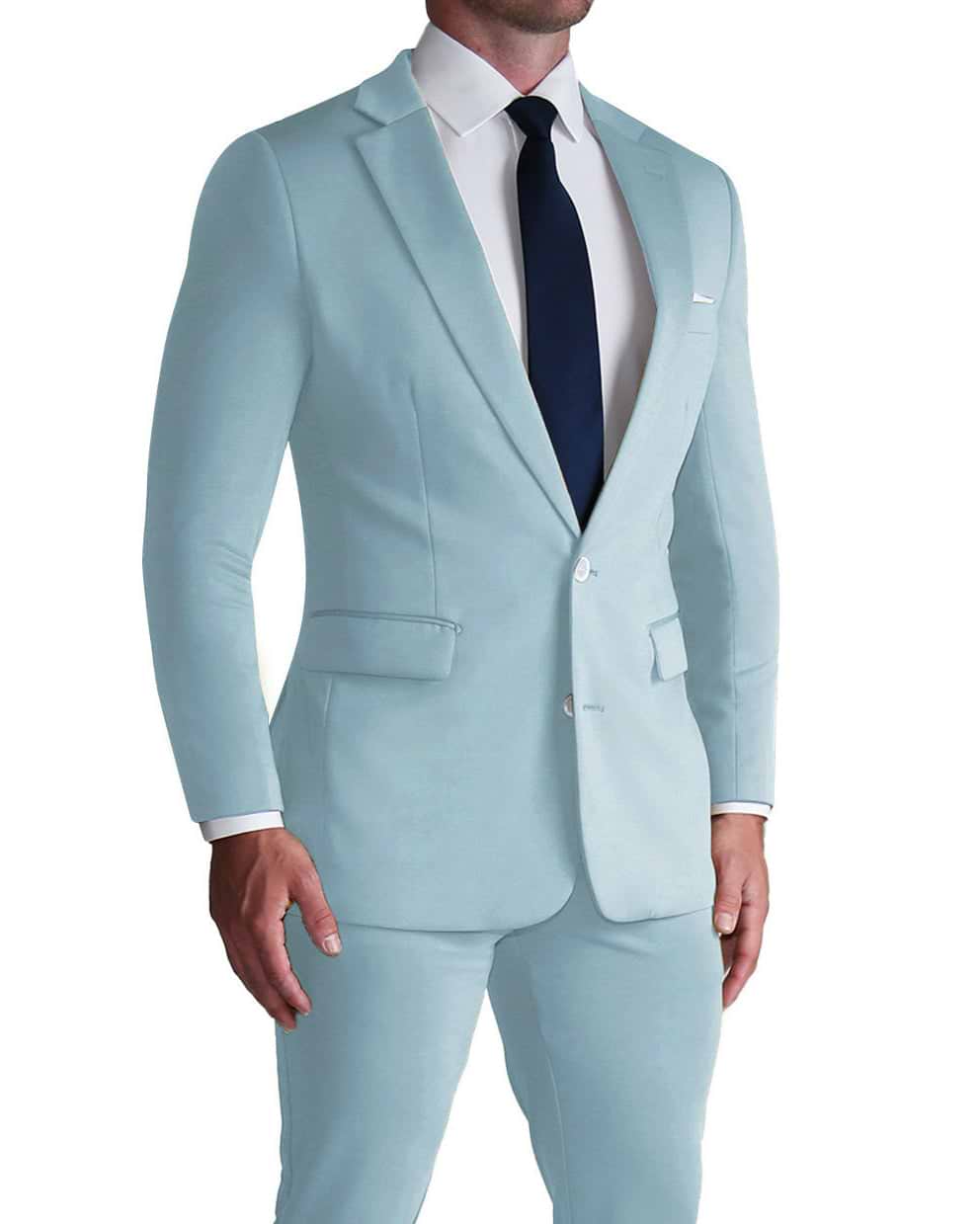 Athletic Fit Stretch Suit - Solid Cool Blue