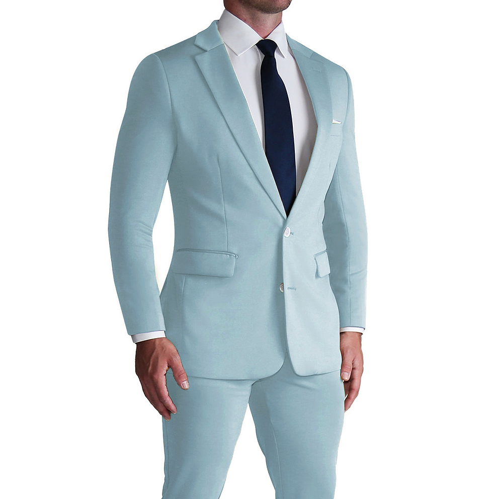 Athletic Fit Stretch Suit - Solid Cool Blue