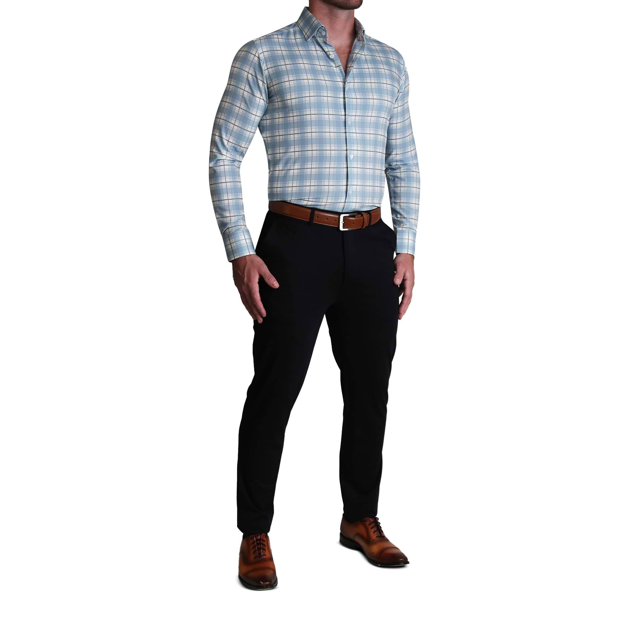 ''The Mello" Light Blue & Grey Multi Plaid - Classic Fit