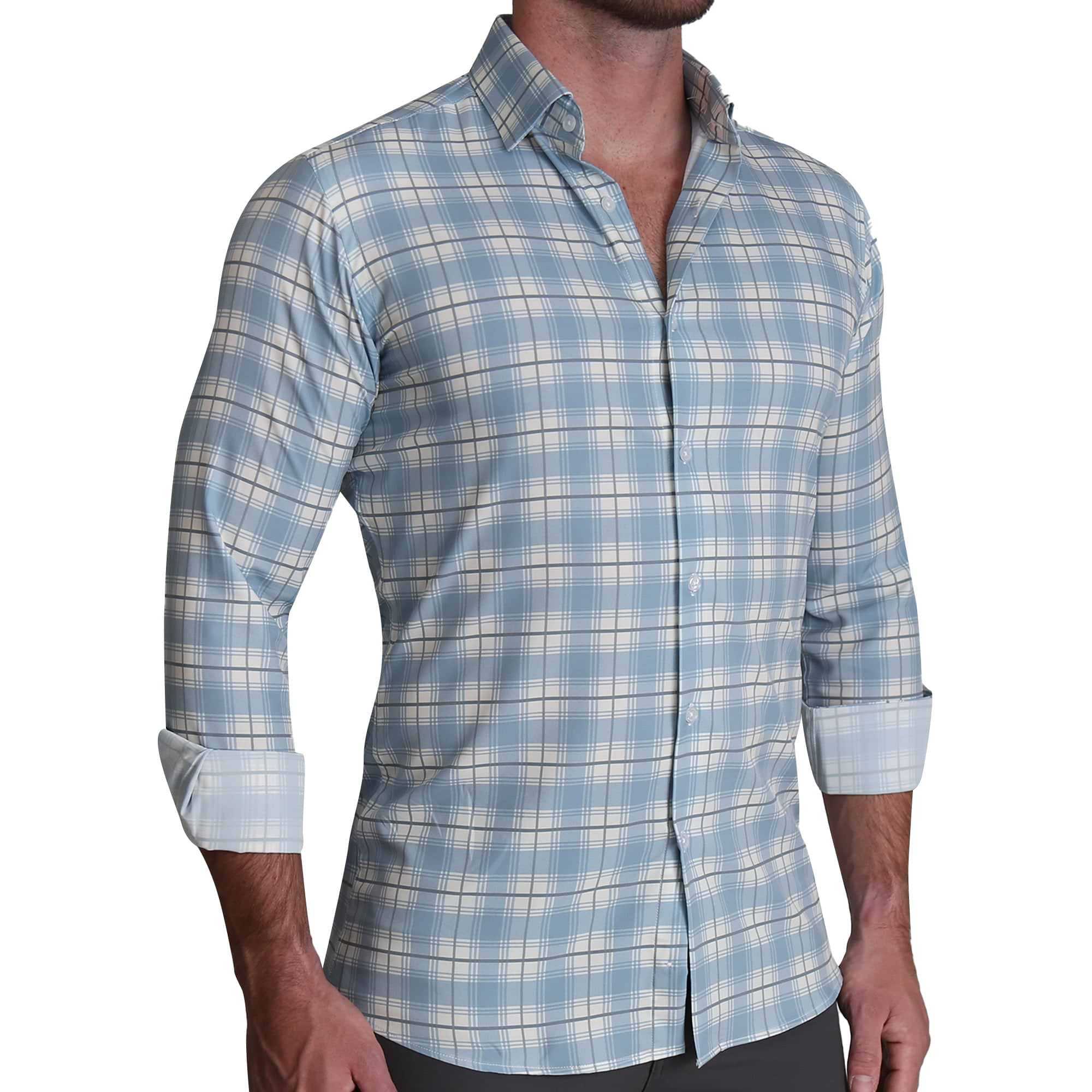 ''The Mello" Light Blue & Grey Multi Plaid - Classic Fit
